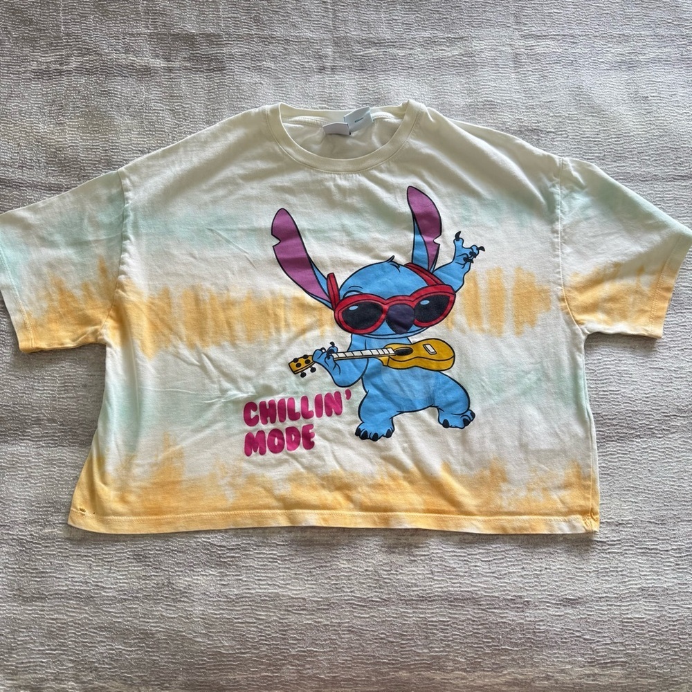 Zara Disney Kids Chillin' Mode T-Shirt With Stich, Size 13-14
